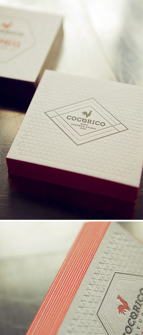 Carton Cocorico Letterpress / Impression 2 couleurs et débossage sans encre