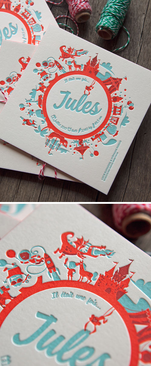 Modèle personnalisable pour faire-part de naissance garçon / customizable baby birth announcement by Cocorico Letterpress