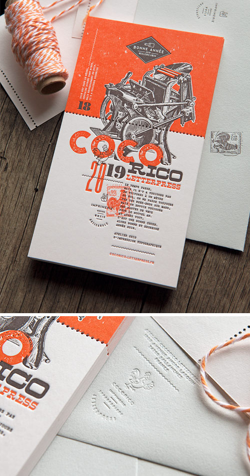 Les cartes de voeux de l'atelier pour l'édition 2019 // 2019 cards of Cocorico Letterpress workshop 