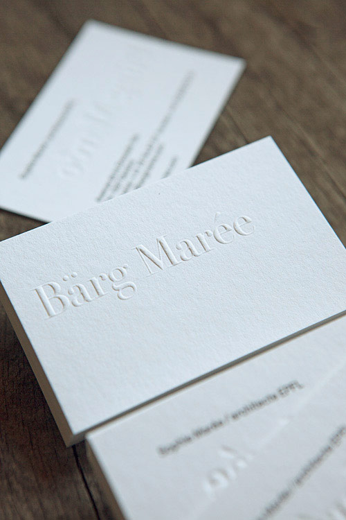 Cartes de visite gaufrage et impression typo au verso / blind emboss and letterpress kiss for business cards