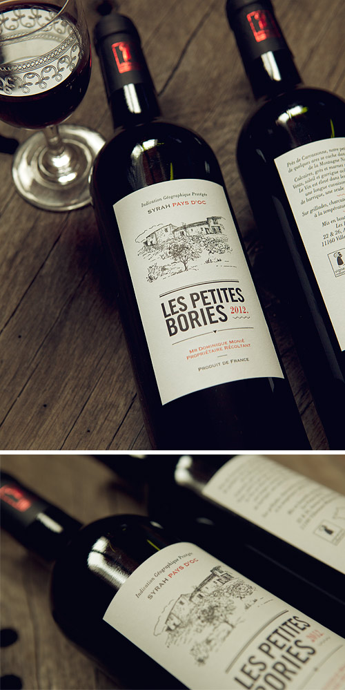 Etiquettes impression typographique 2 couleurs sur papier autocollant / letterpress wine label in 2 colors 